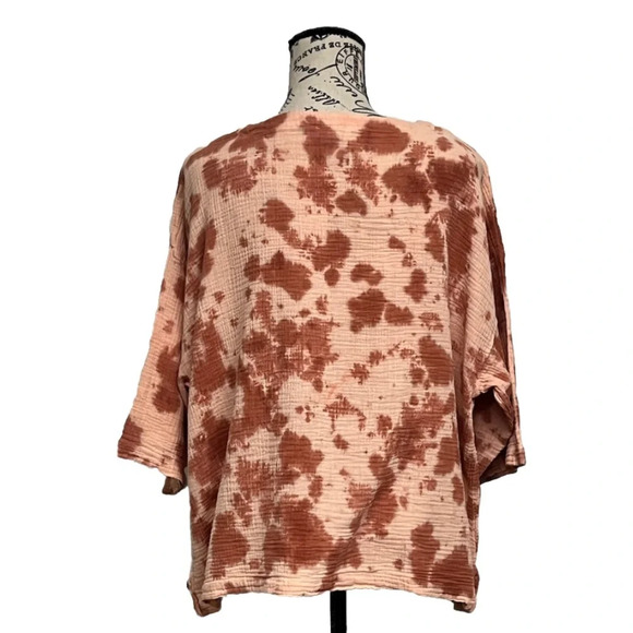Pure Jill Blouse Women XS Boxy Tie-Dyed Tunic Gauze Slub Knit Lagenlook Boho - Picture 5 of 11